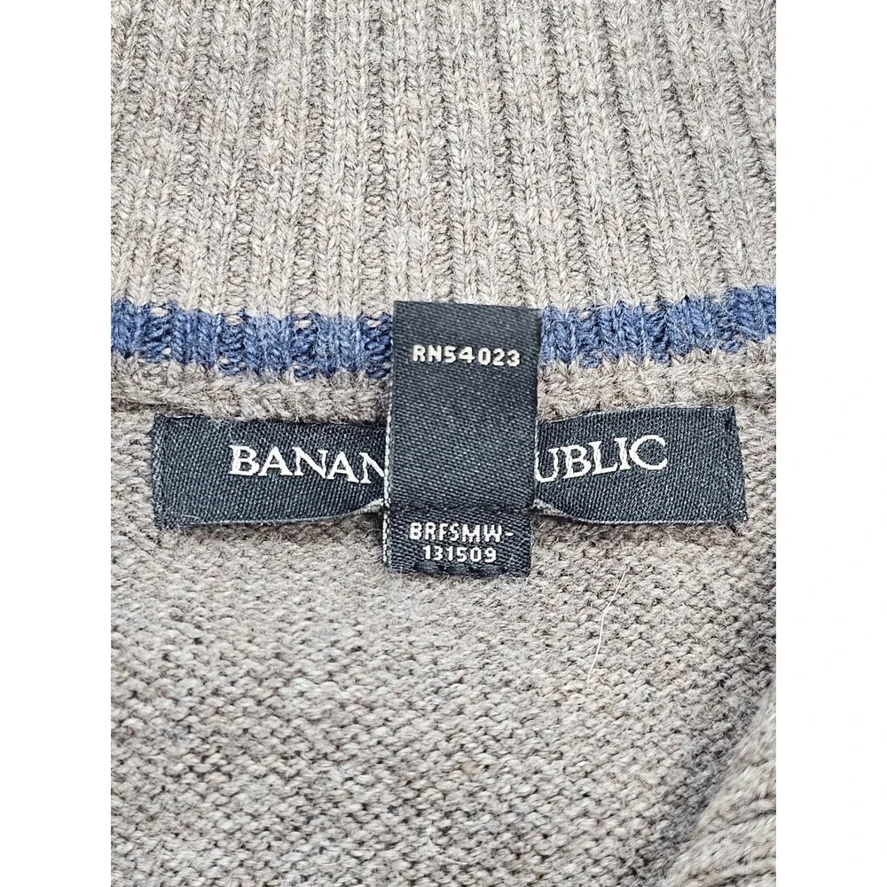 Banana‎ Republic Mens Mock Neck Button Placket Sweater Brown Heathered Medium